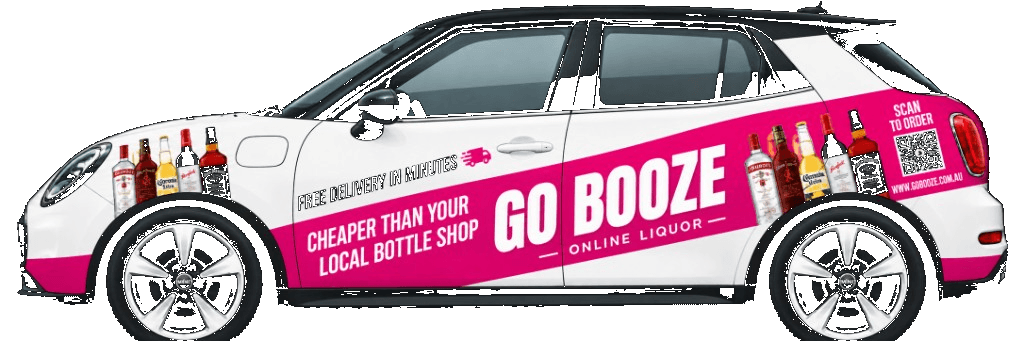 GoBooze delivery car — free delivery in minutes, cheaper than your local bottle shop