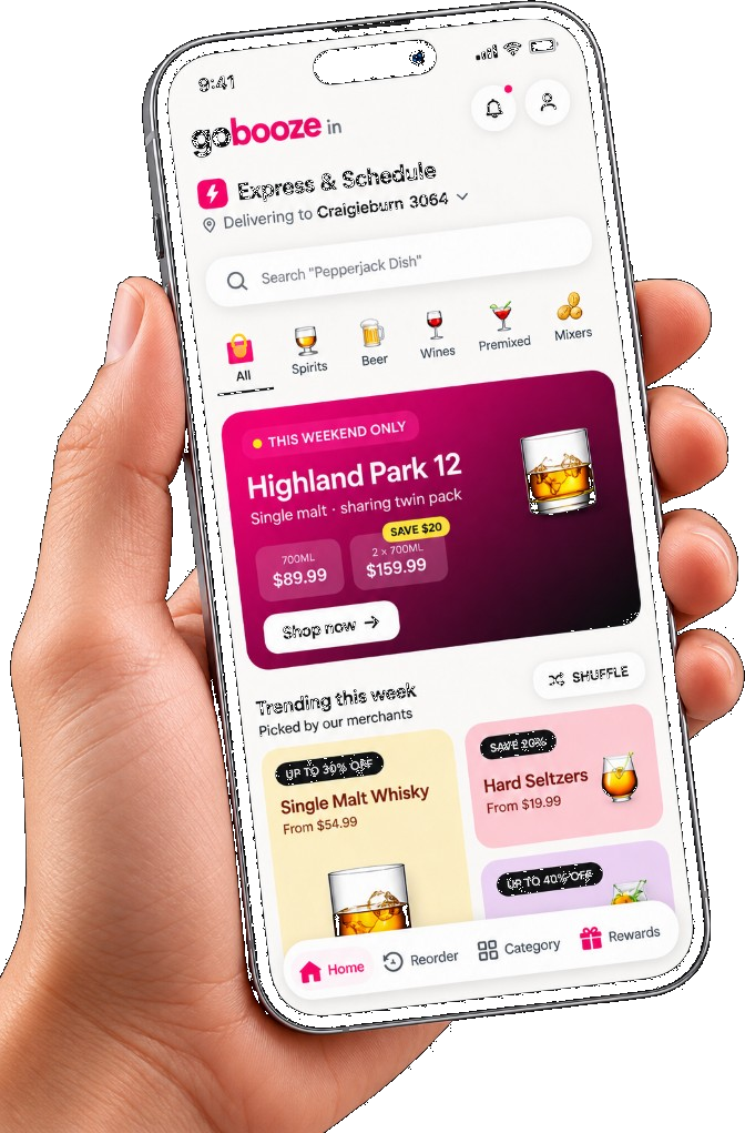 GoBooze app on a smartphone